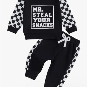 Kids Black and White Checkered Matching Set